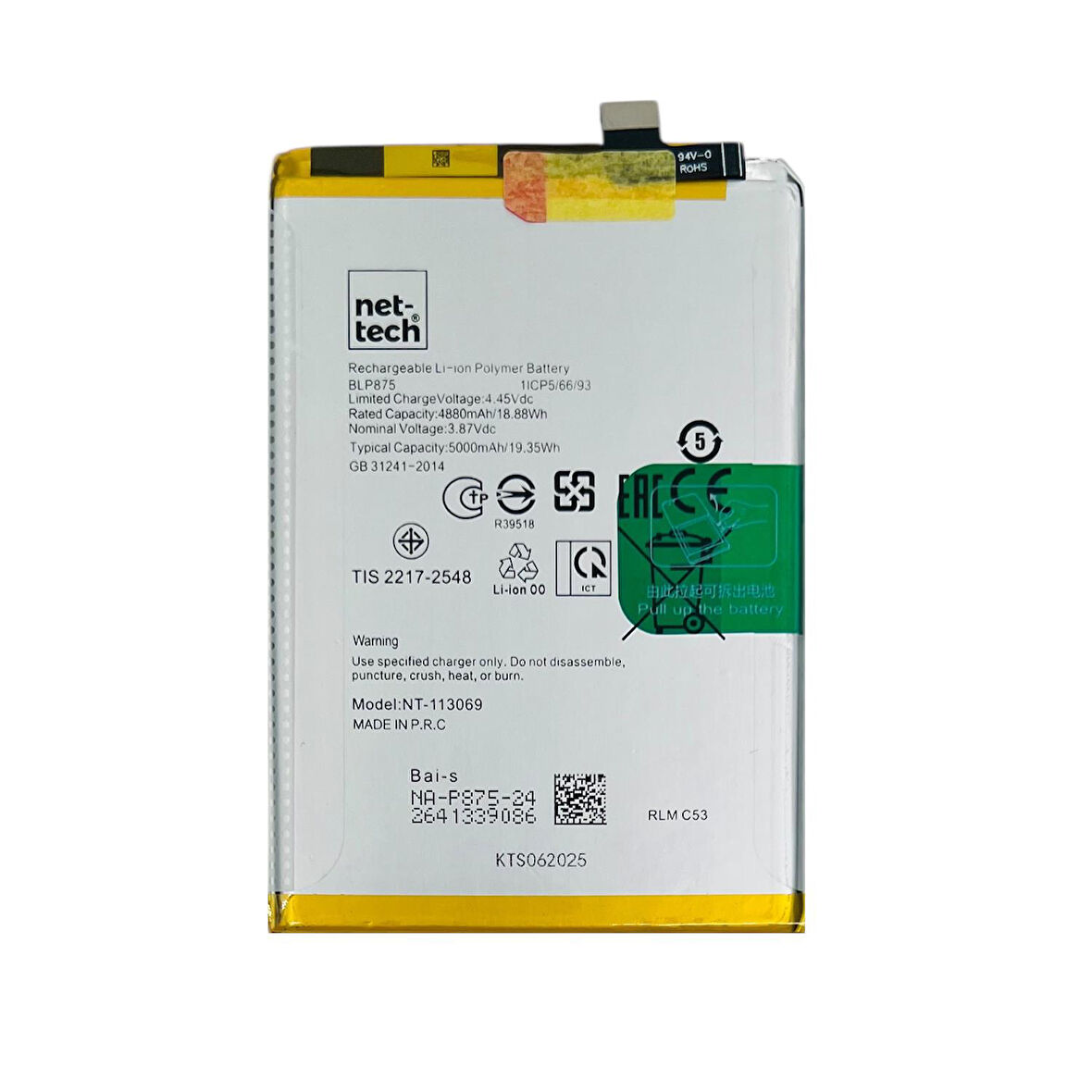 Teknonet Realme C55 Uyumlu Nettech BLP875 5000 MAh Batarya NT-113069