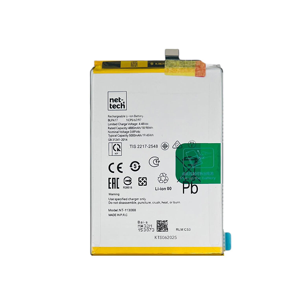 Teknonet Realme C53 Uyumlu Nettech BLPA17 5000 MAh Batarya NT-113068