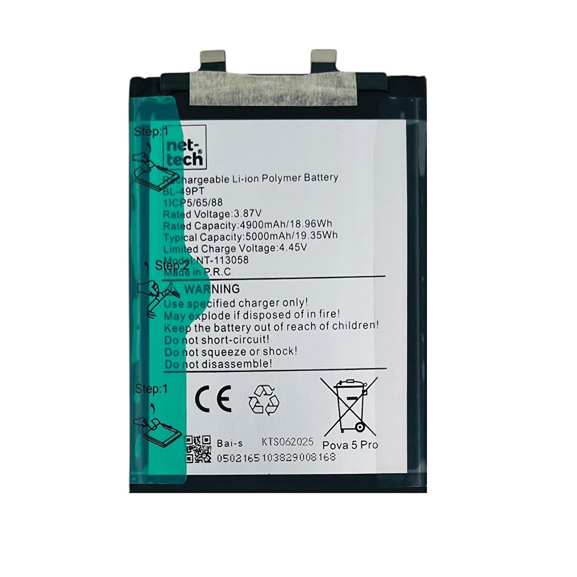 Teknonet Tecno Pova 5 Pro Uyumlu Nettech BL-49PT 5000 MAh Batarya NT-113058