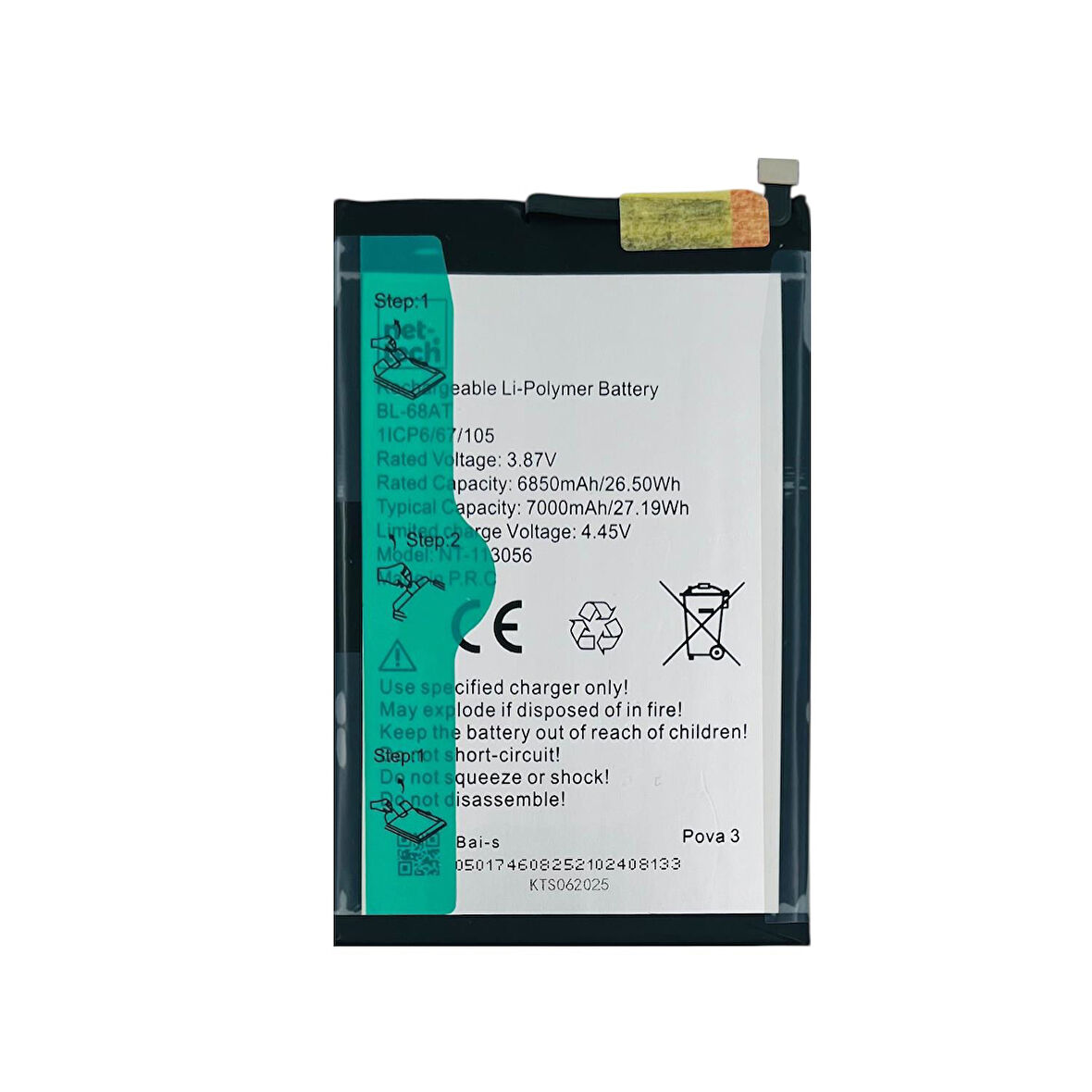 Teknonet Tecno Camon 16 Premier Uyumlu Nettech BL-44CT 5000 MAh Batarya NT-113051