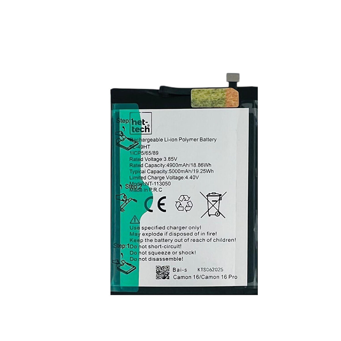 Teknonet Tecno Camon 16 Uyumlu Nettech BL-49HT 5000 MAh Batarya NT-113050