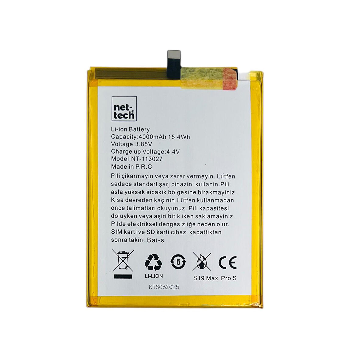Teknonet Reeder S19 Max Pro S Uyumlu Nettech 4000 MAh Batarya NT-113027