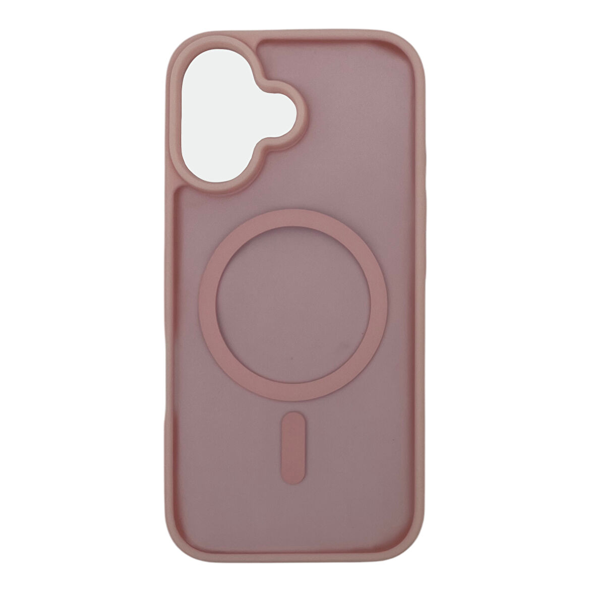 iPhone 16 Lüks Mat Magsafe Uyumlu Manyetik Silikon Kılıf (Pembe)