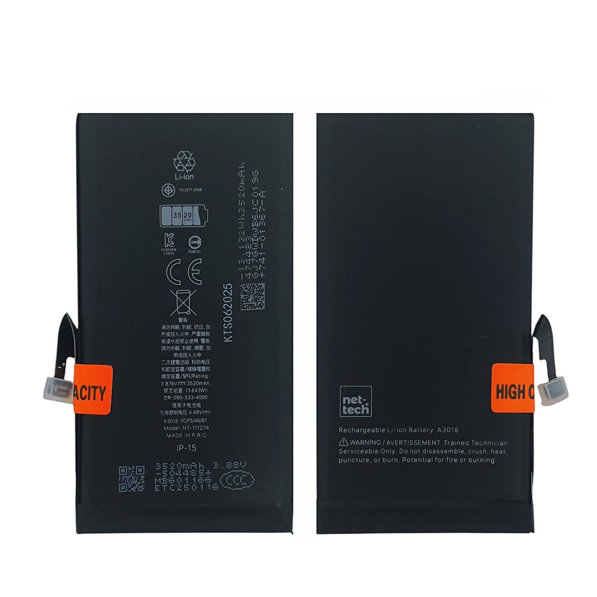 Teknonet Apple iPhone 15 Uyumlu Nettech 3500 MAh Batarya NT-111274