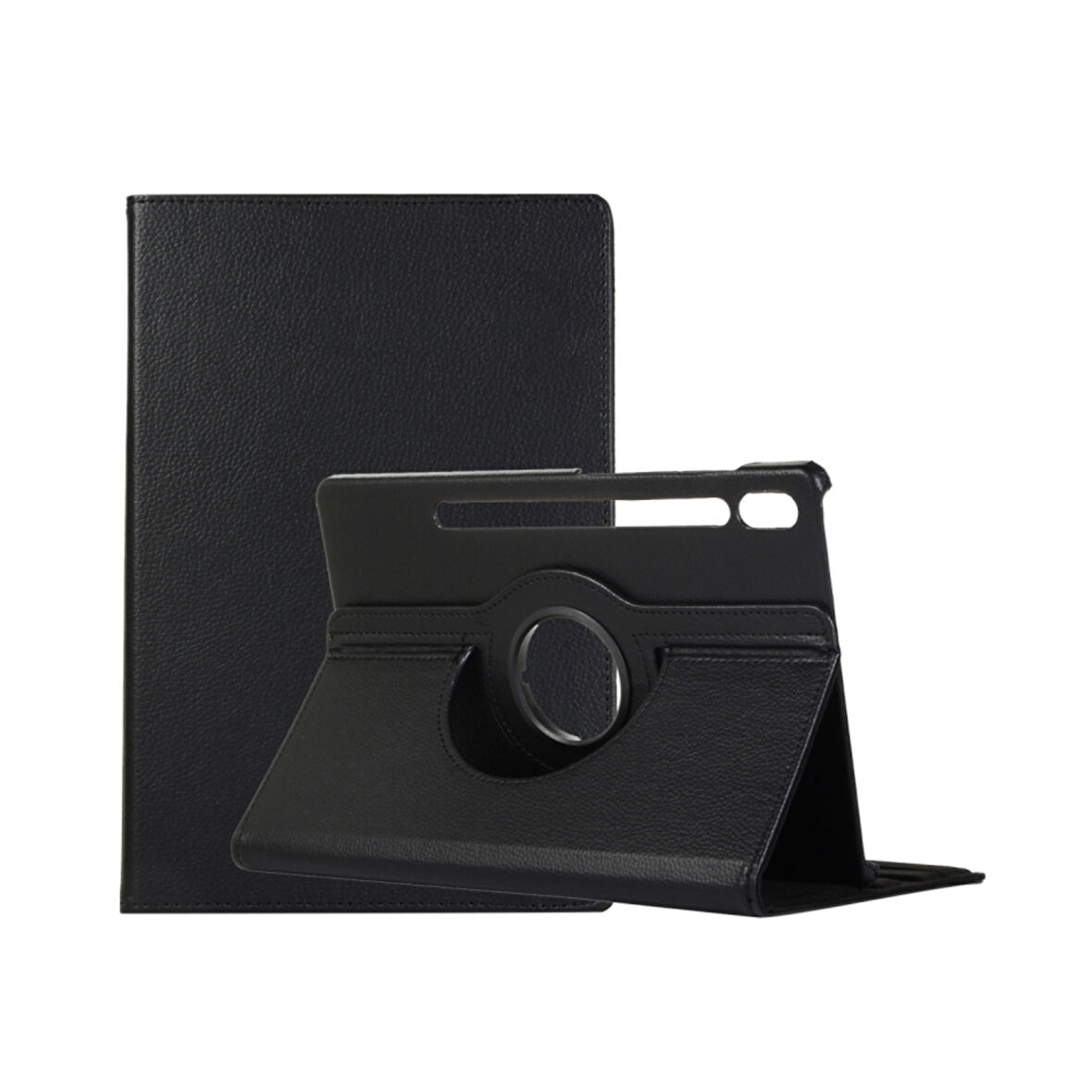 Samsung Galaxy Tab S9 FE 360 Dönen Standlı Kapaklı Kılıf (Siyah)