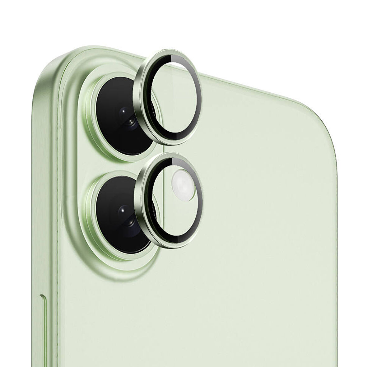 iPhone 16 / 16 Plus Uyumlu Safir Seri Kamera Lens Koruyucu (Yeşil)