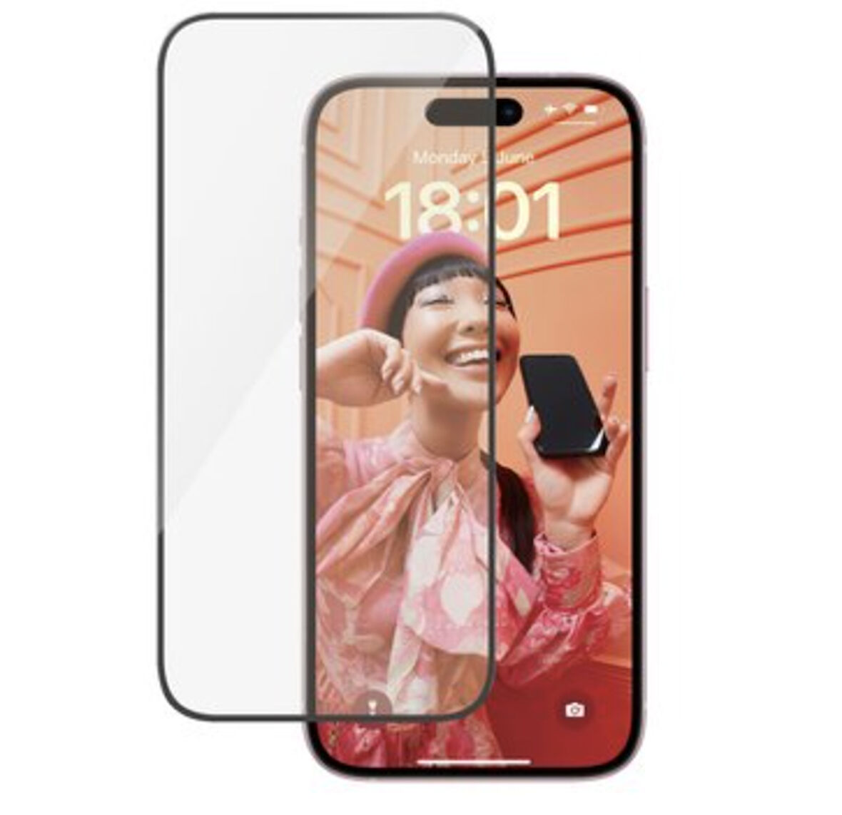 iPhone 16 / 15 Uyumlu Ön Koruma Temperli Cam Ekran Koruyucu (Siyah)