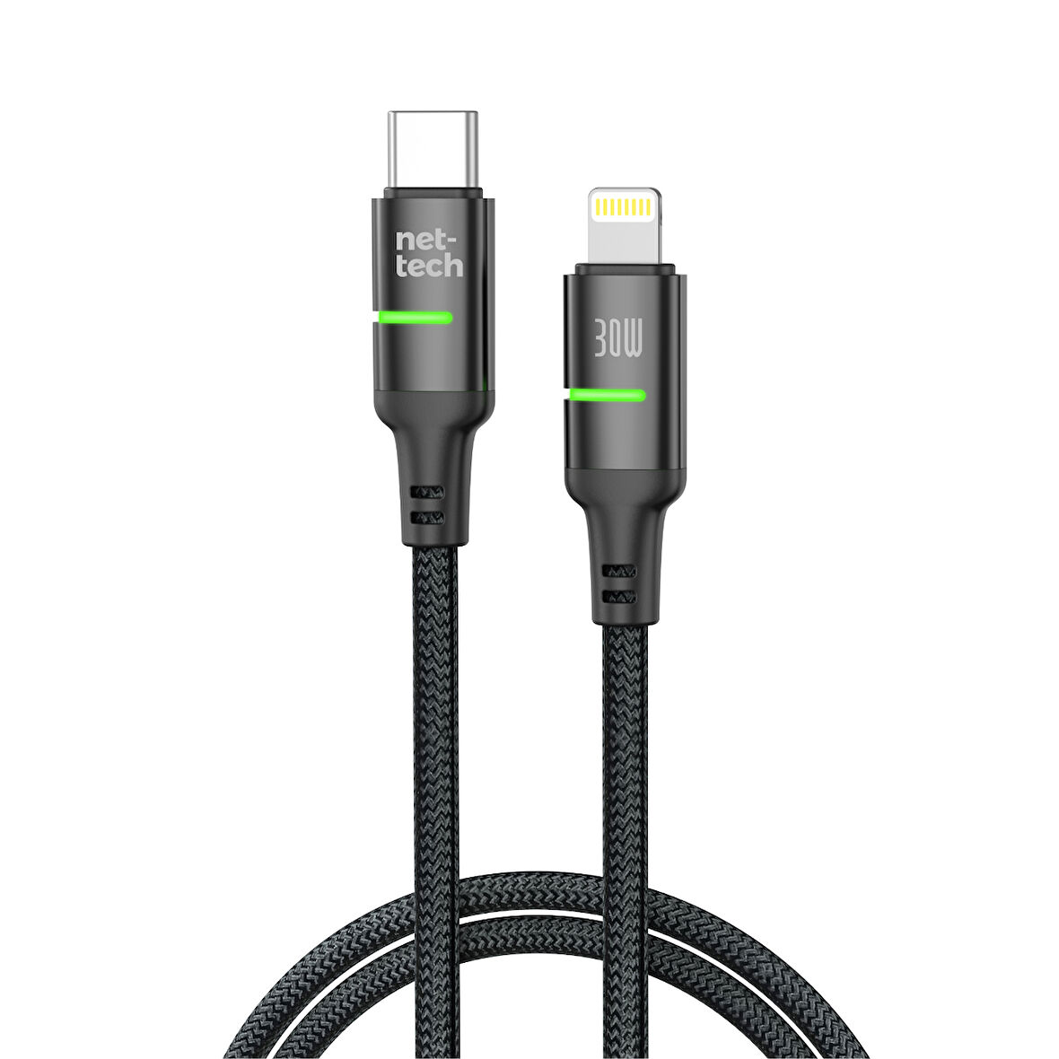 Nettech NT-DC39 30W Plastik 100 Cm Type-C To Lightning Şarj ve Data Kablosu (Siyah)