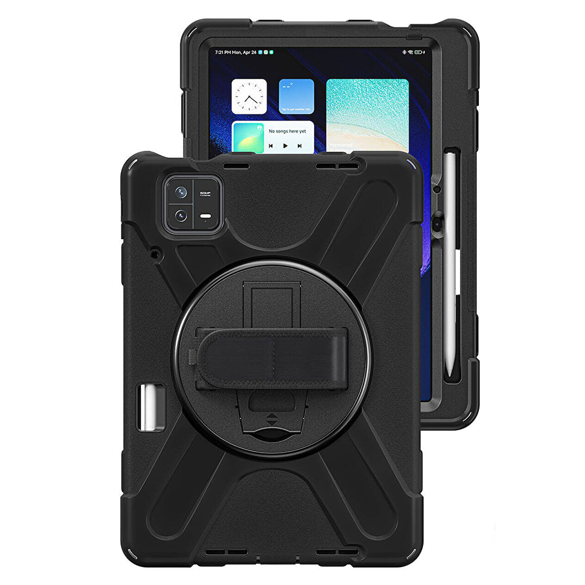 Xiaomi Pad 6 / 6 Pro Uyumlu Defender Standlı Zırhlı Silikon Tablet Kılıfı (Siyah)