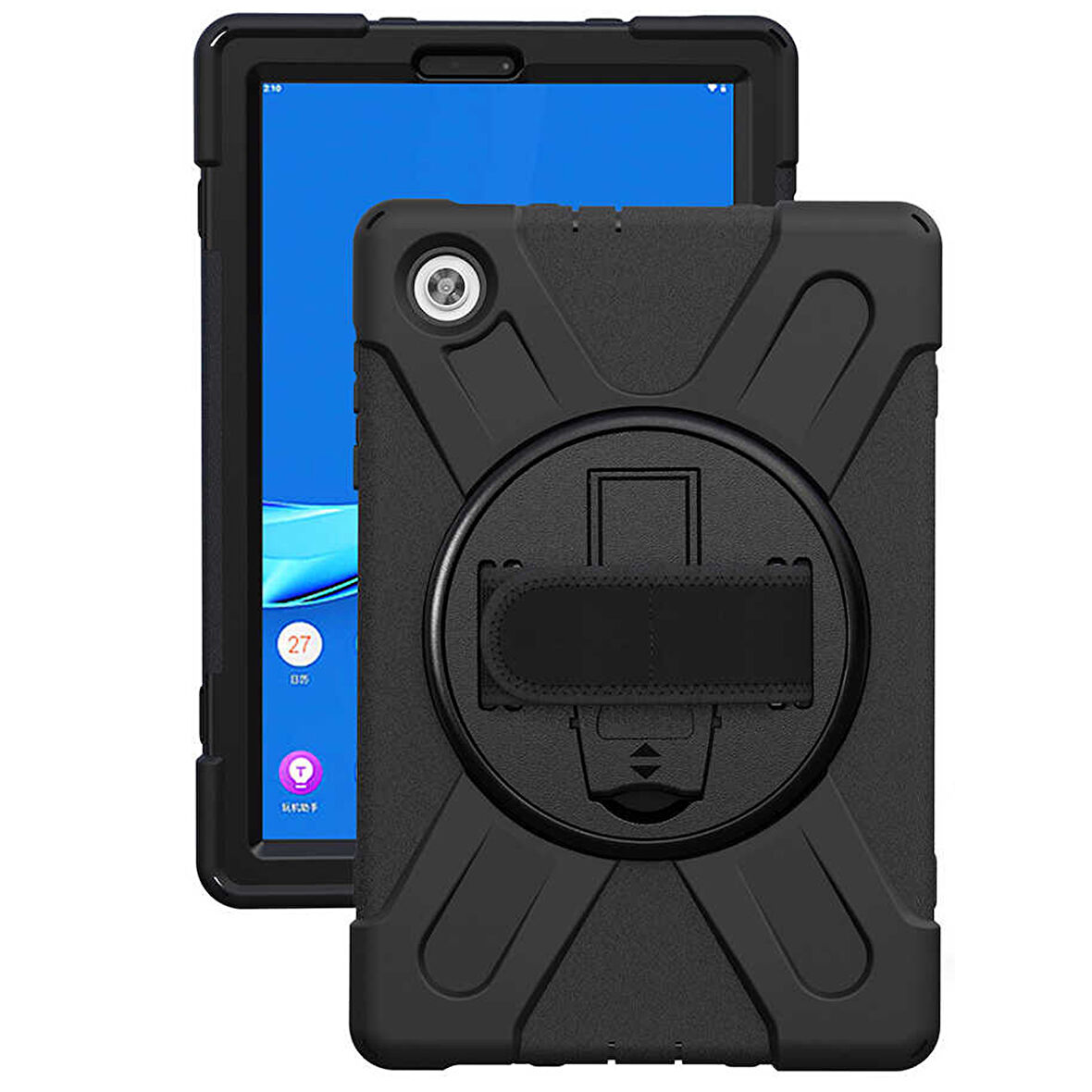 Lenovo Tab M10 Plus 10.6 Uyumlu Defender Standlı Zırhlı Silikon Tablet Kılıfı (Siyah)