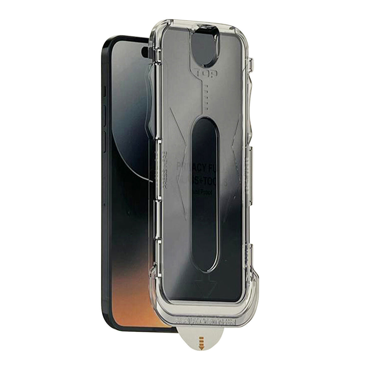 iPhone 15 Pro Kolay Uygulama Aparatlı Dust Proof Privacy Temperli Hayalet Cam Ekran Koruyucu (Siyah)