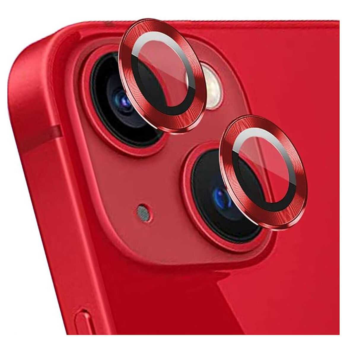iPhone 13 / 13 Mini Uyumlu Alüminyum Seri Kamera Lens Koruyucu (Kırmızı)