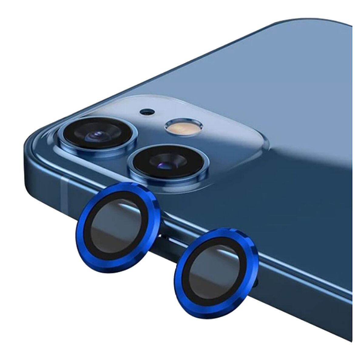 iPhone 12 / iPhone 12 Mini /iPhone 11 Uyumlu Alüminyum Seri Kamera Lens Koruyucu (Mavi)