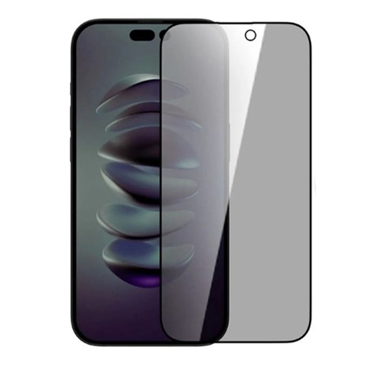 iPhone 16 / 15 Uyumlu Privacy Ön Koruma Temperli Hayalet Cam Ekran Koruyucu (Siyah)