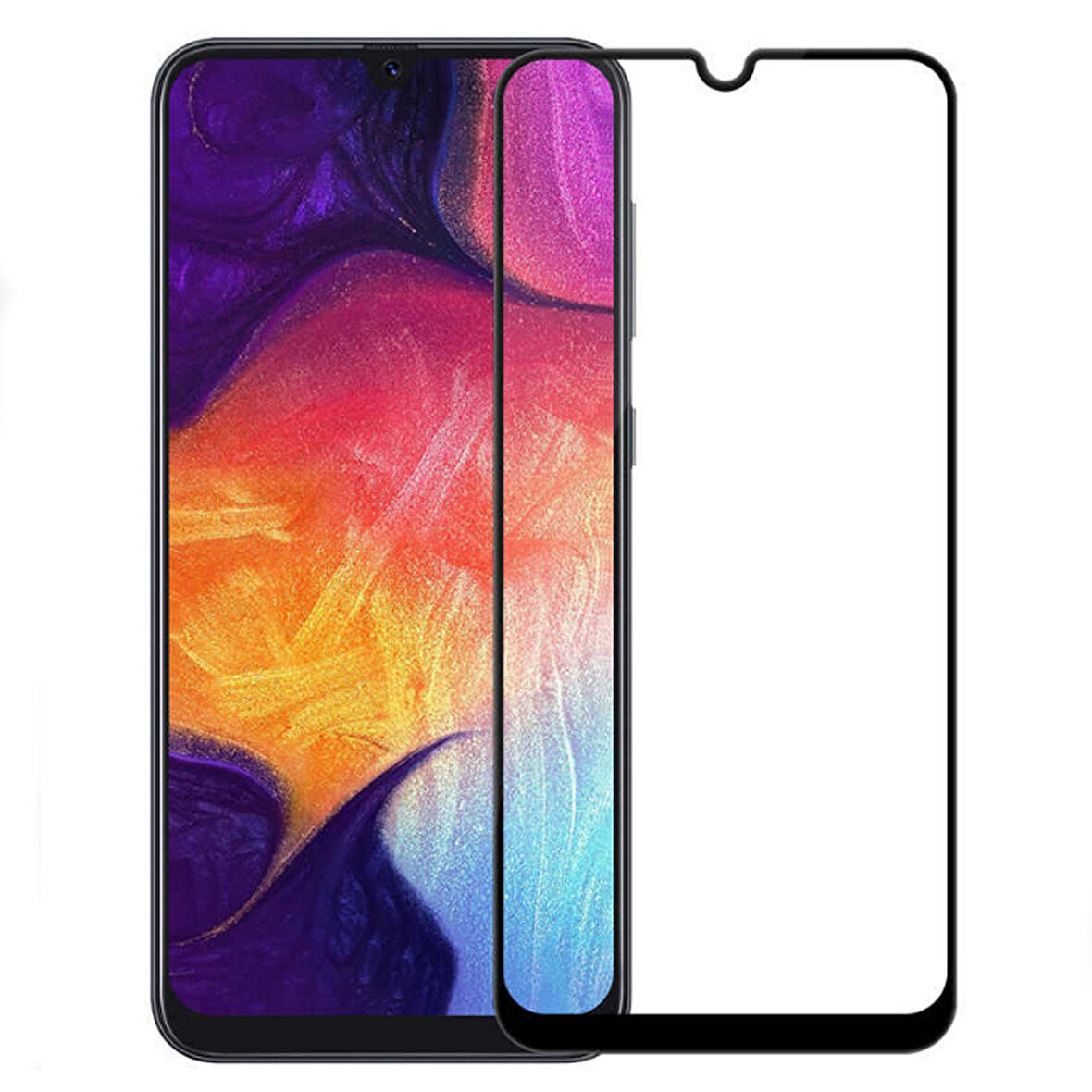 Realme C25 Uyumlu Ön Koruma Temperli Cam Ekran Koruyucu (Siyah)