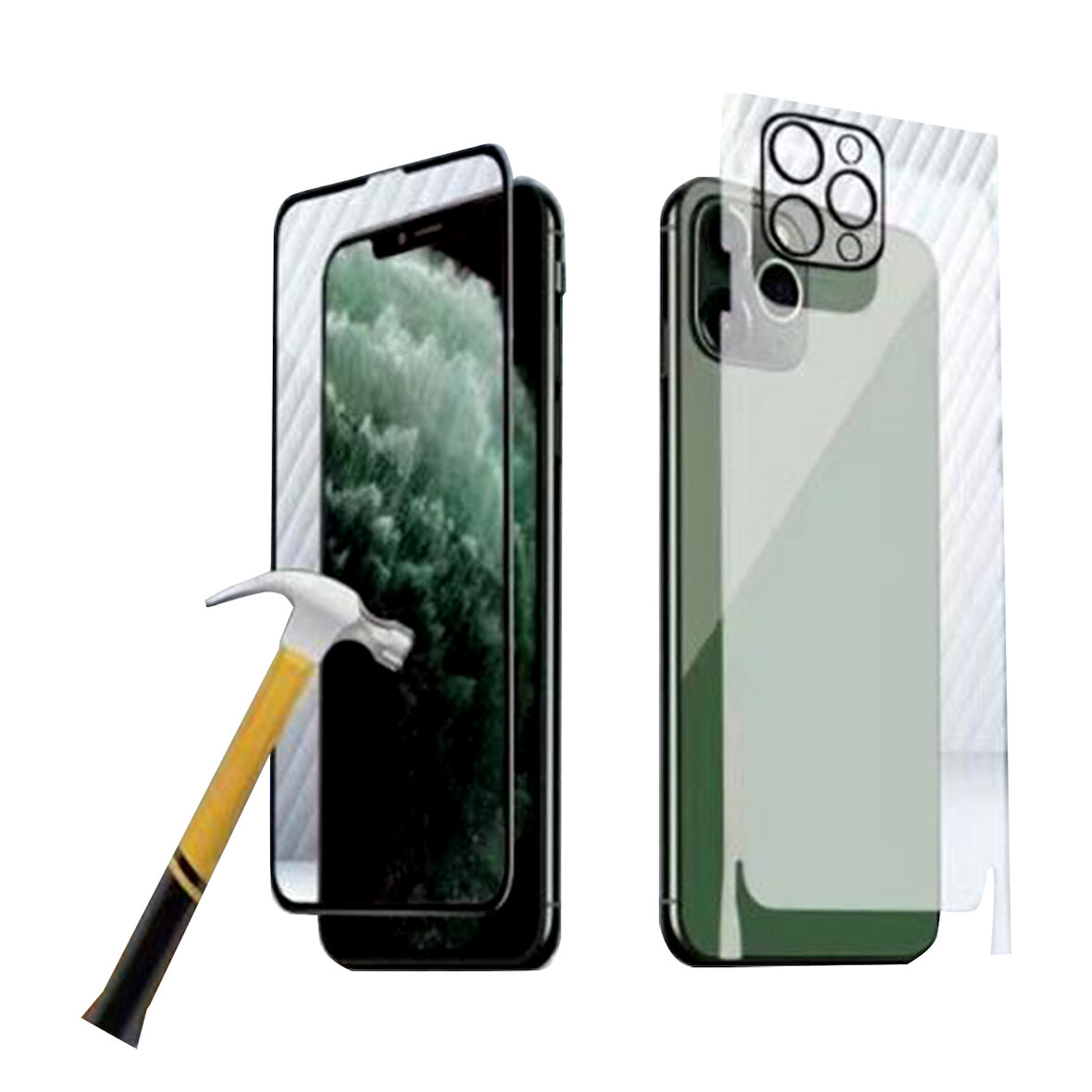 iPhone X / XS Uyumlu Ön-Arka-Kamera Set Matte Full Body 3in1 Nano Ekran Koruyucu (Siyah)