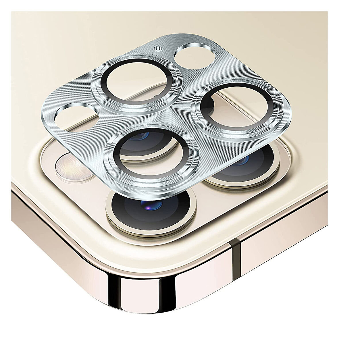 iPhone 12 Pro Max Uyumlu Metalik Seri Kamera Lens Koruyucu (Gümüş)