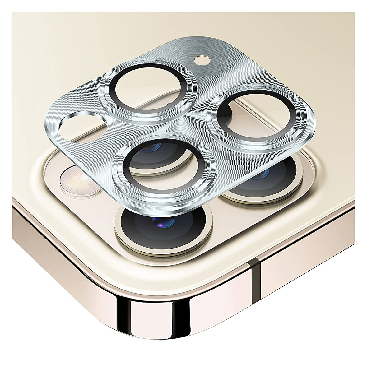 iPhone 11 Pro / 11 Pro Max Uyumlu Metalik Seri Kamera Lens Koruyucu (Gümüş)