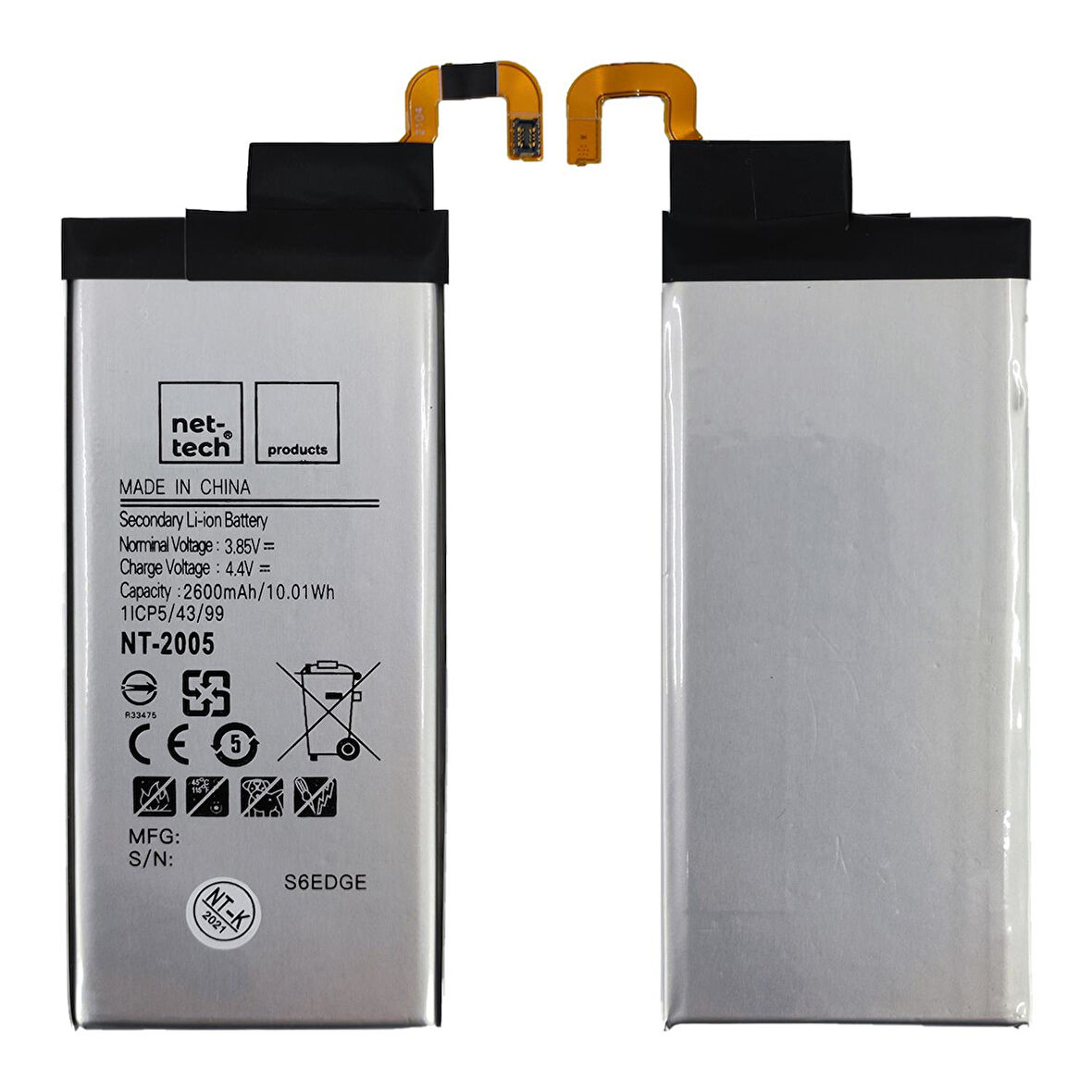 Teknonet Samsung Galaxy G925 S6 Edge Uyumlu Nettech 2600 MAh Batarya NT-86149