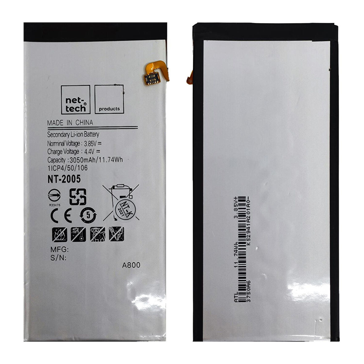 Teknonet Samsung Galaxy A8 Uyumlu Nettech 3050 mAh Batarya NT-86138