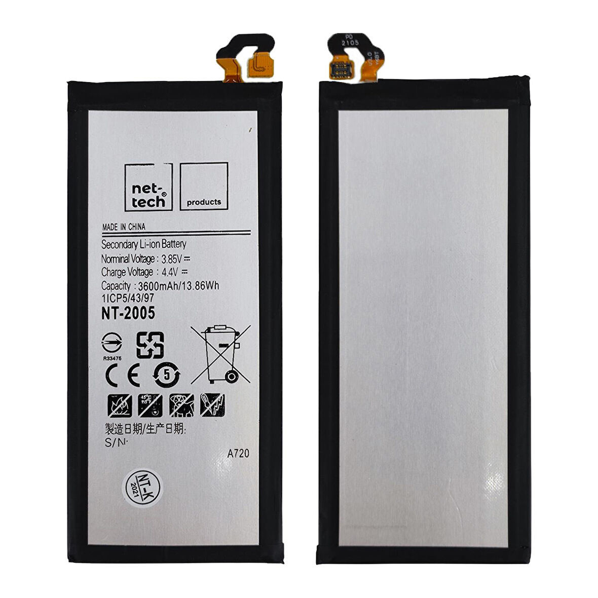 Teknonet Samsung Galaxy A720 A7 2017 Uyumlu Nettech 3600 MAh Batarya NT-85742