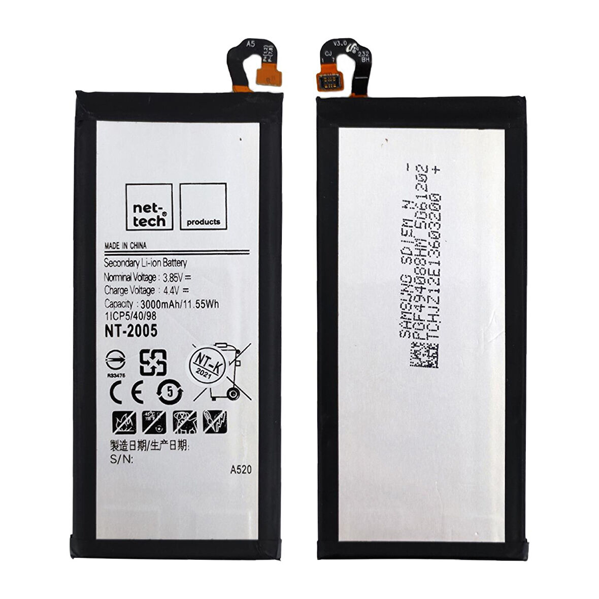 Teknonet Samsung Galaxy A520 A5 2017 Uyumlu Nettech 3000 MAh Batarya NT-85741