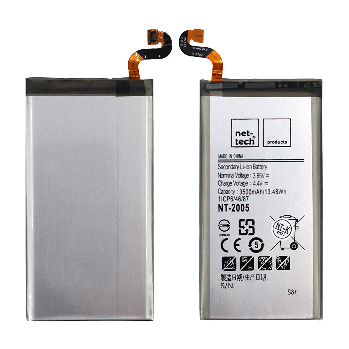 Teknonet Samsung Galaxy G955 S8 Plus Uyumlu Nettech EB-BG955ABE 3500 MAh Batarya NT-85731