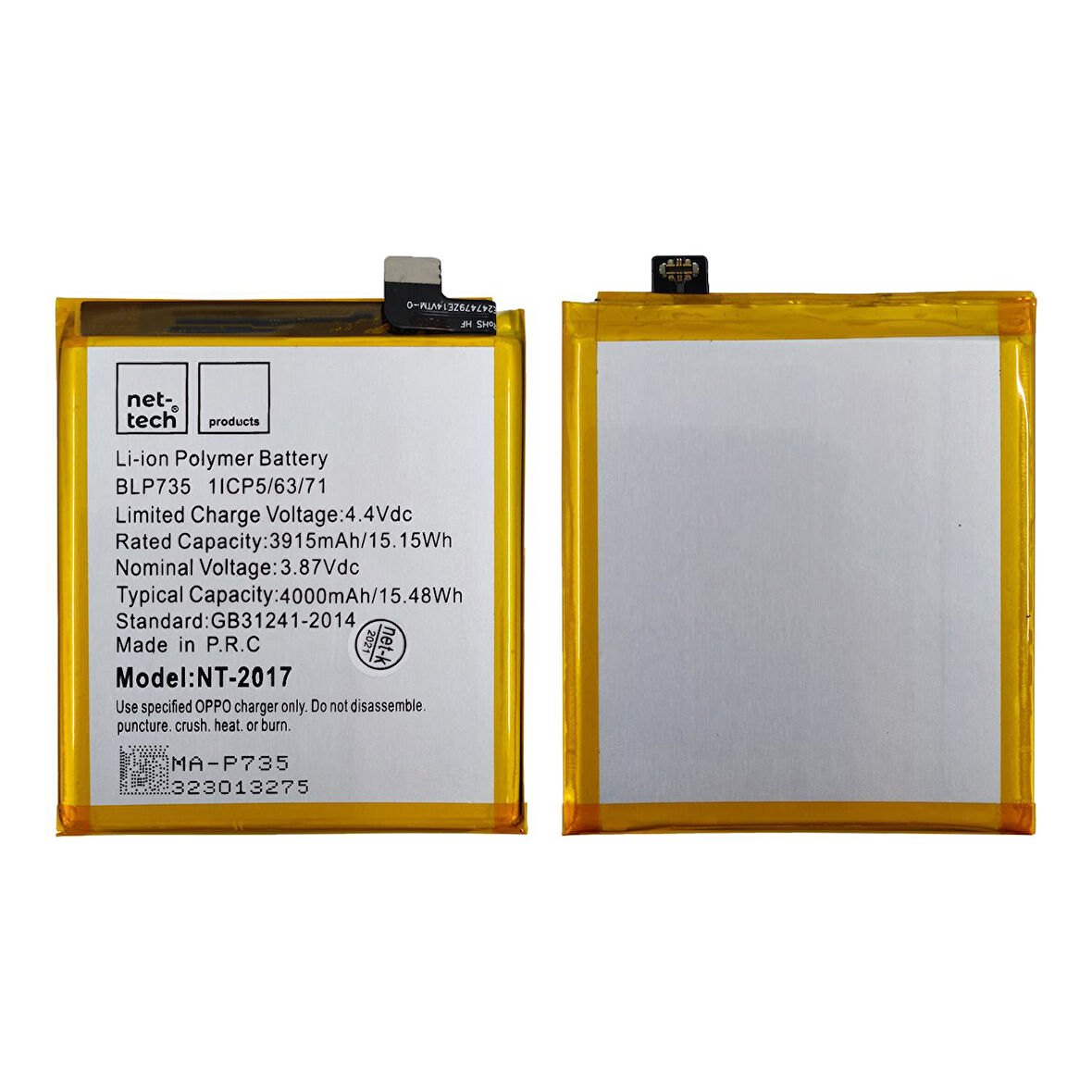 Teknonet Oppo Reno 2 Uyumlu Nettech NT-2017 BLP735 4000 MAh Batarya NT-85726