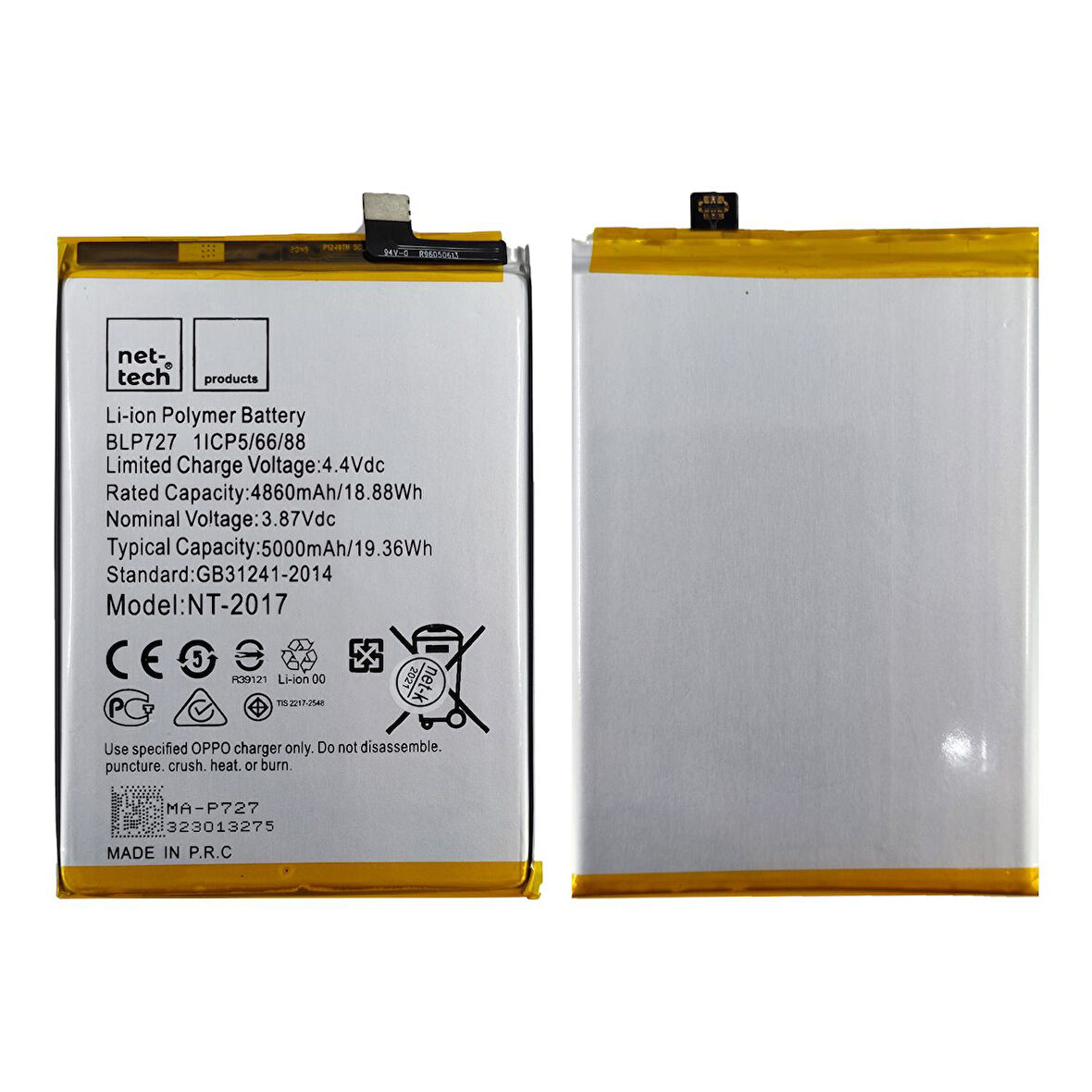 Teknonet Oppo A5 2020 Uyumlu Nettech BLP727 5000 MAh Batarya NT-82541