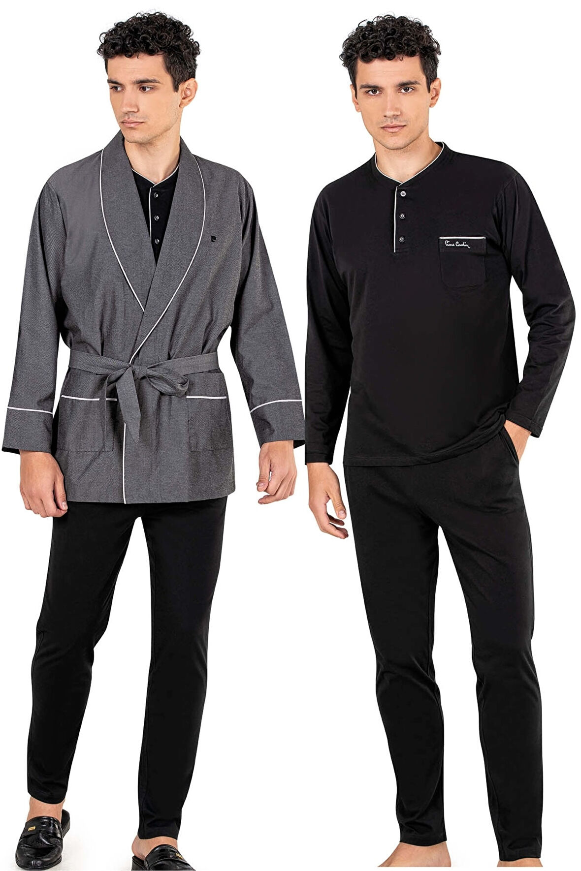 %100 Pamuk Penye Uzun Kol Pijama Takım ve Ropdöşambır Çeyizlik Damat Seti