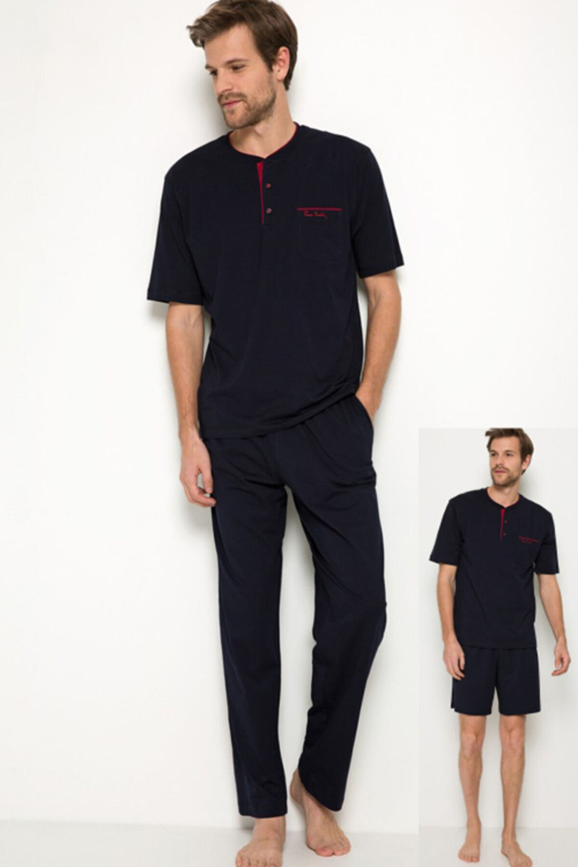 %100 Pamuk Çeyizlik Kutulu Erkek 3'lü Pijama Takım