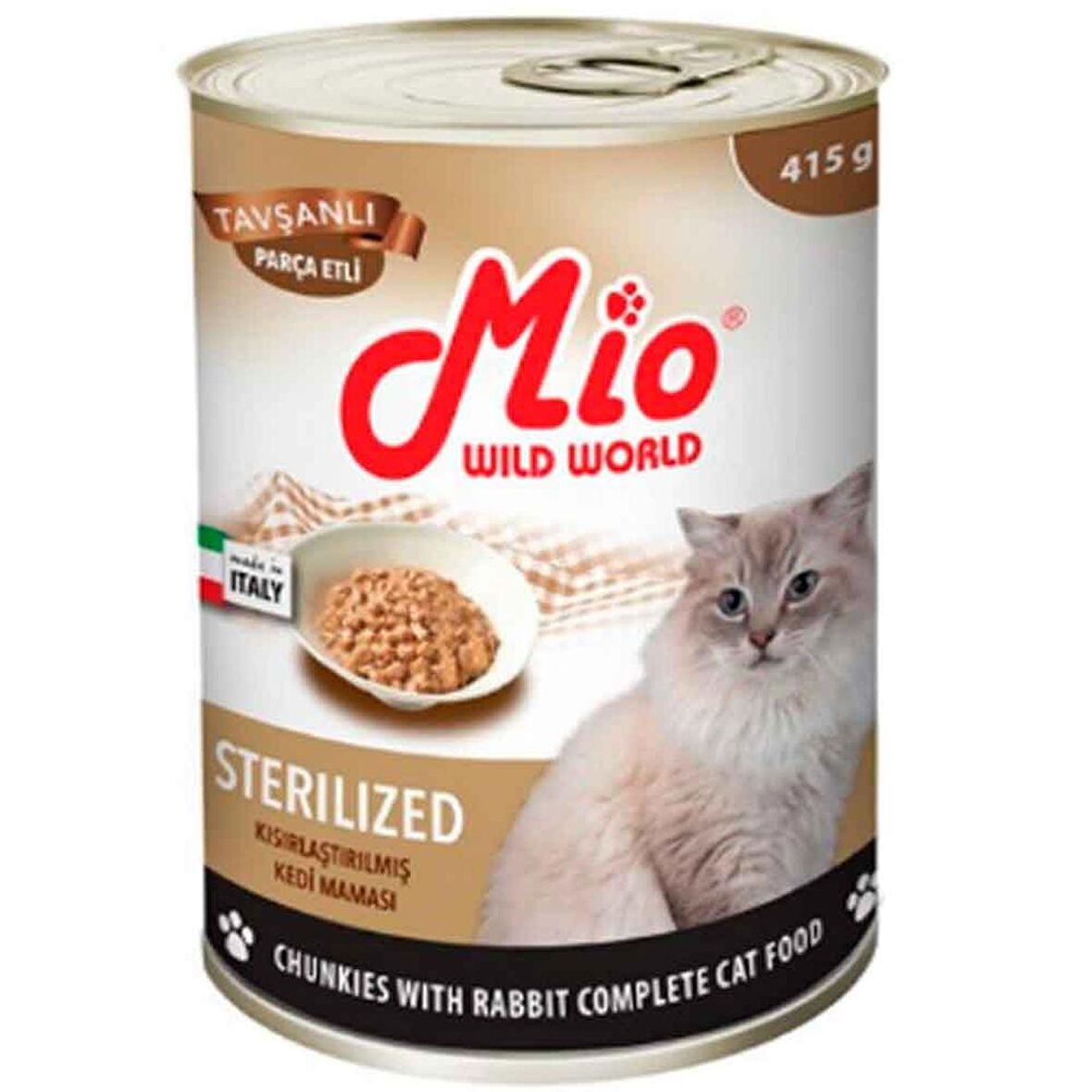 Mio Kısırlaştırılmış Kedi Konservesi Tavşanlı Parça Etli 415 Gr