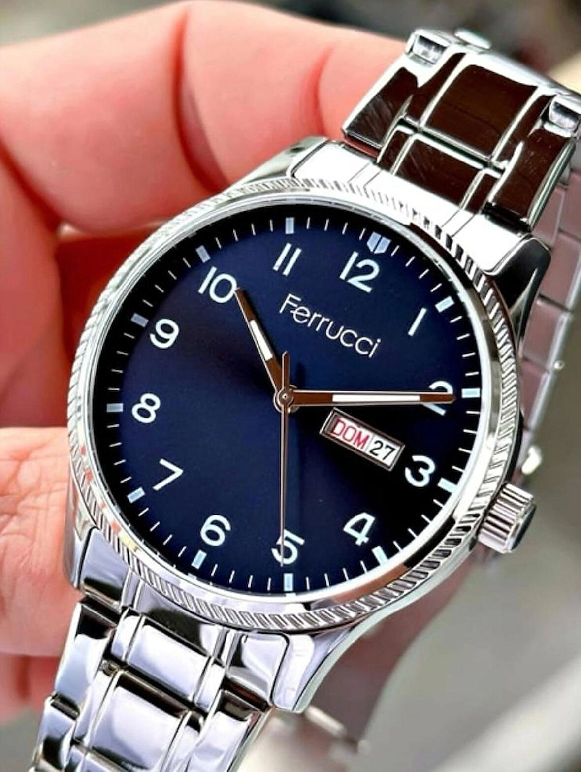 Ferrucci Takvimli Klasik Rakamlı Model Gümüş Renk Erkek Kol Saati