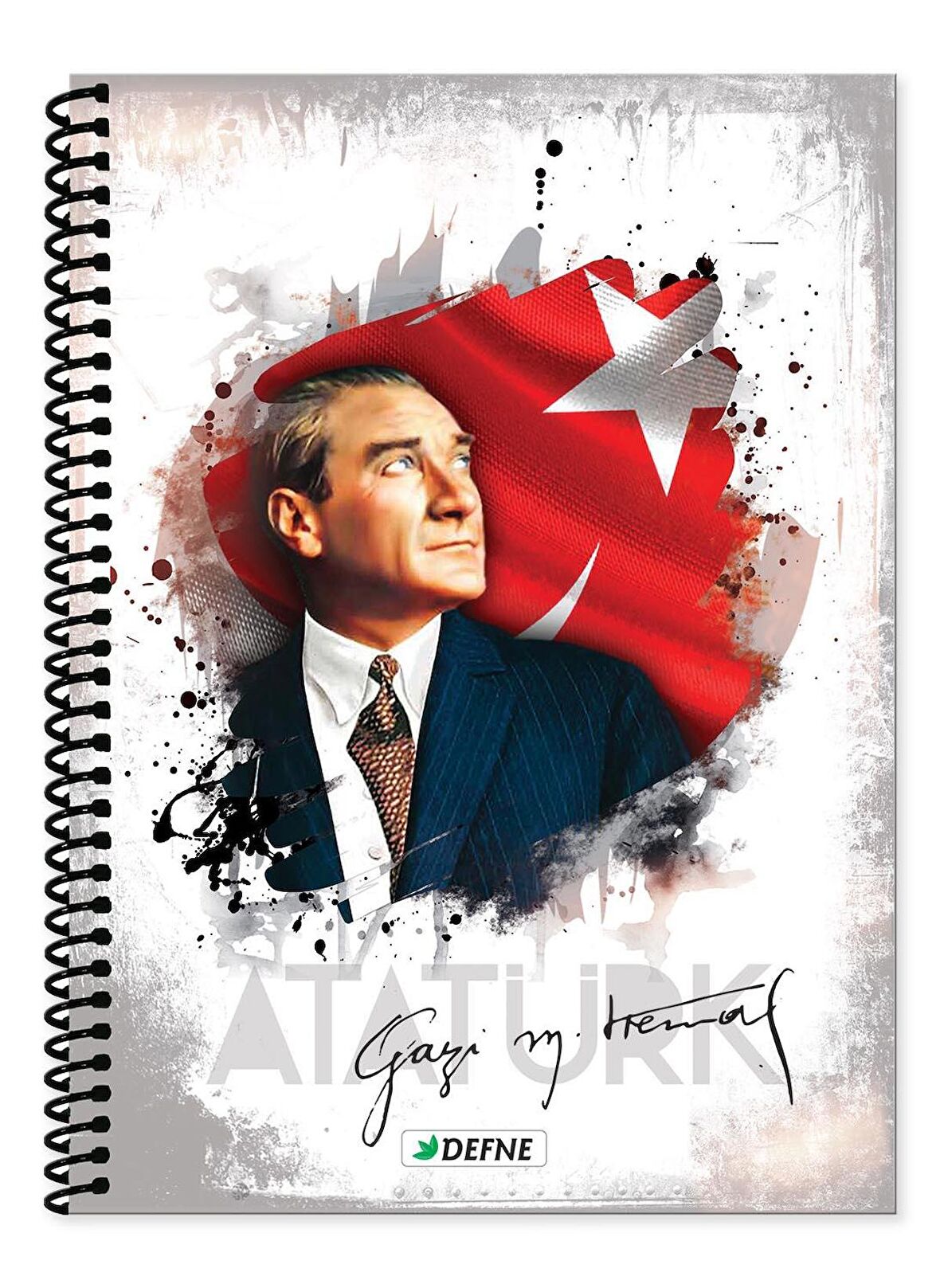 Atatürk Okul Defteri A4 72 yp. PP Kapak Spiralli ÇİZGİLİ