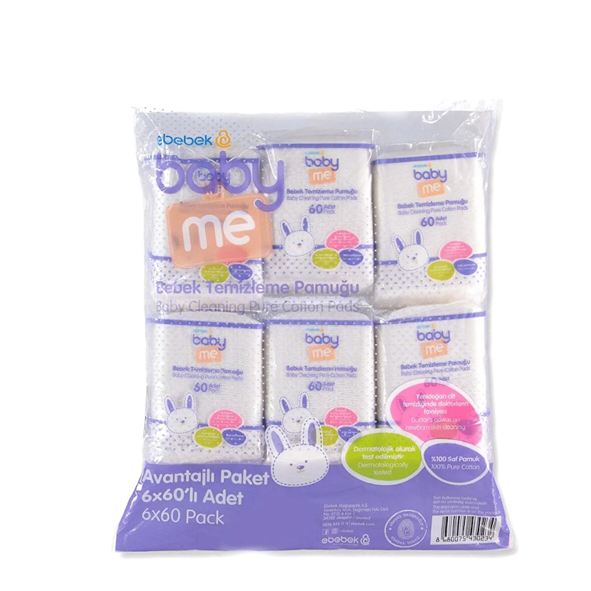 Baby&Me 60'lı 6 Paket Bebek Temizleme Pamuğu