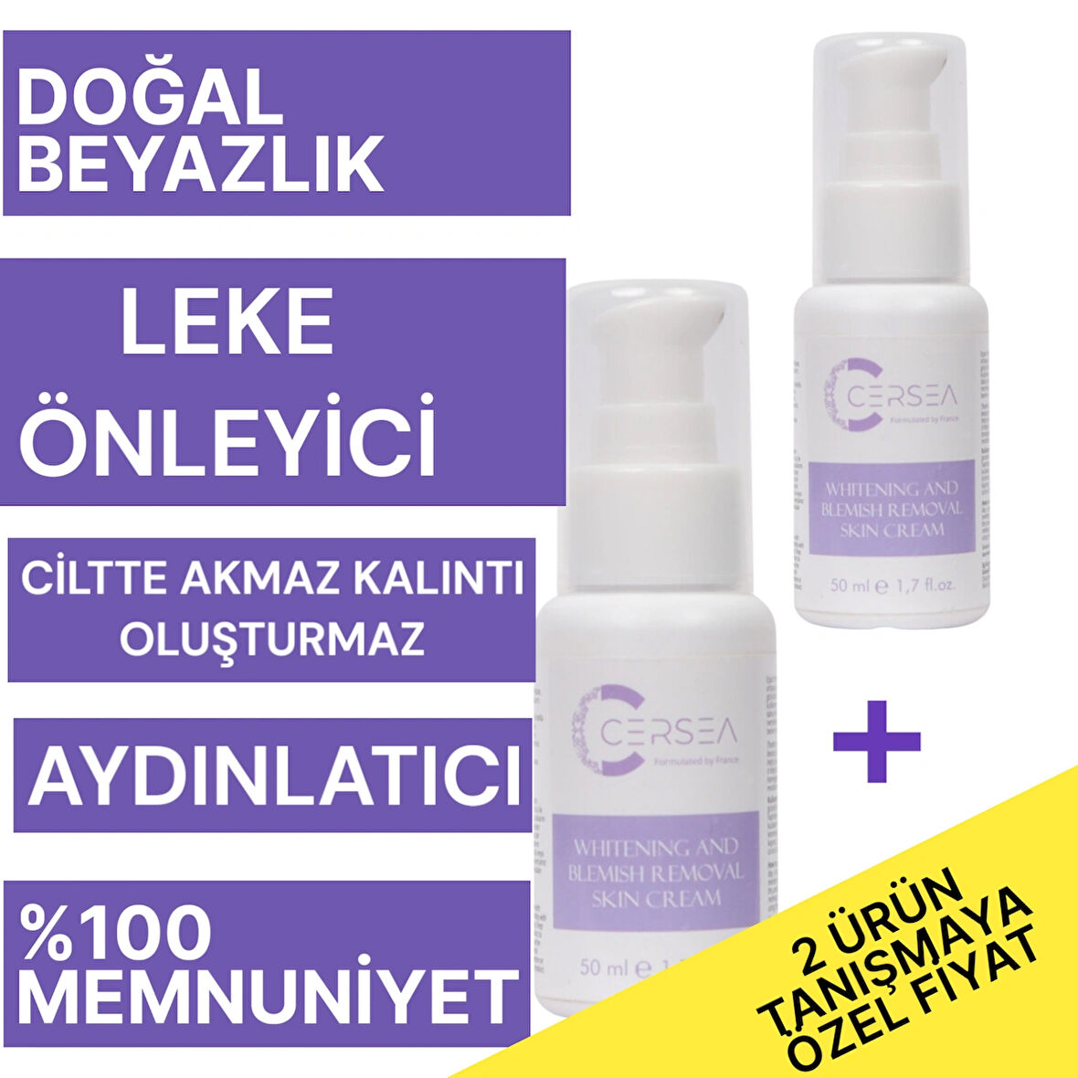 Renk Açıcı Leke Kremi Cilt Ton Eşitleyici Güneş Yaşlılık Hamilelik Lekelerine Karşı Beyazlatıcı Krem 50 ml 2 adet