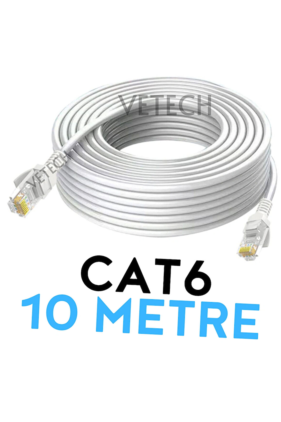 Vetech CAT6 10mt Ethernet Kablosu Fabrikasyon Network Kablosu