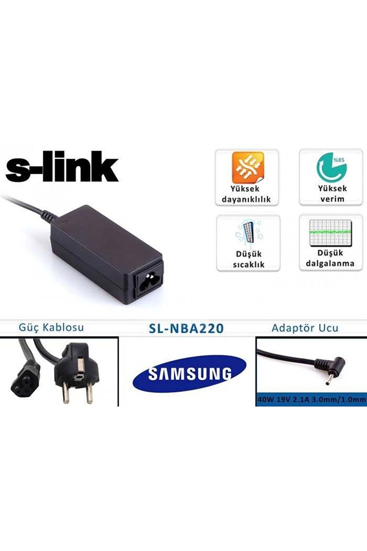 S-link SL-NBA220 40w 19v 2.1a 3.0-1.0 Ultrabook Adaptörü