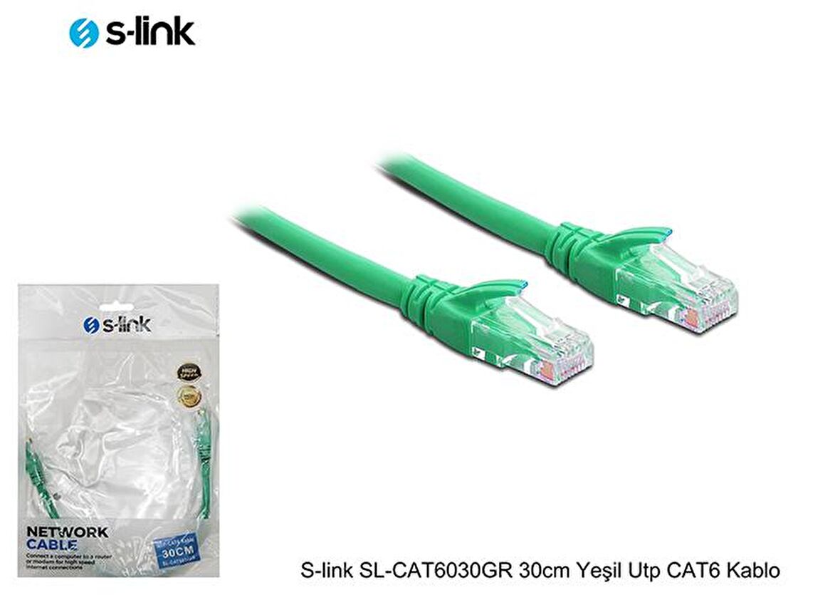 Polaxtor S-link SL-CAT6030GR 30cm Yeşil Utp CAT6 Kablo