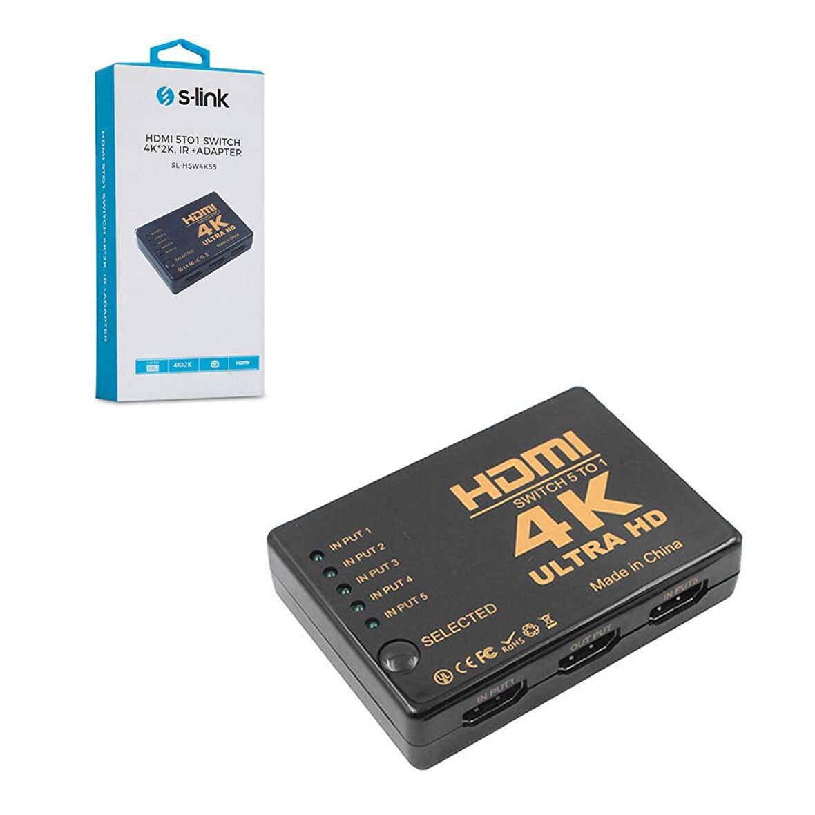 HDMI DAĞITICI SWITCH 4K 2K 4 GİRİŞ 1 ÇIKIŞ S-LİNK SL-HSW4K55