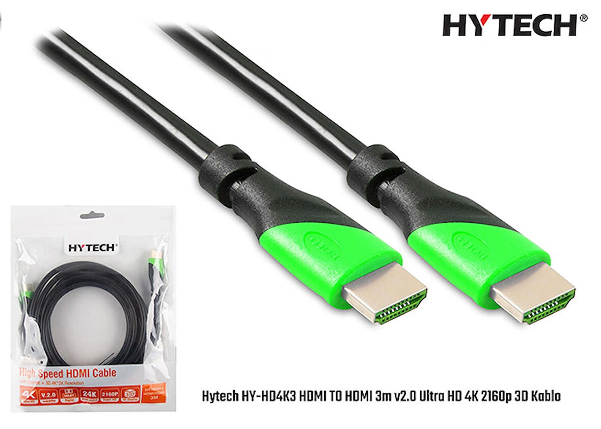 HYTECH HY-HD4K3 3M WITH ETHERMET + 3D 4K*2K RESOLUTION HDMI KABLO