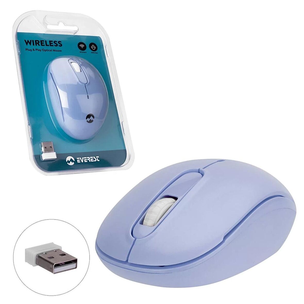 KABLOSUZ MOUSE 2.4GHZ 1500DPI MAVİ EVEREST SMW-666