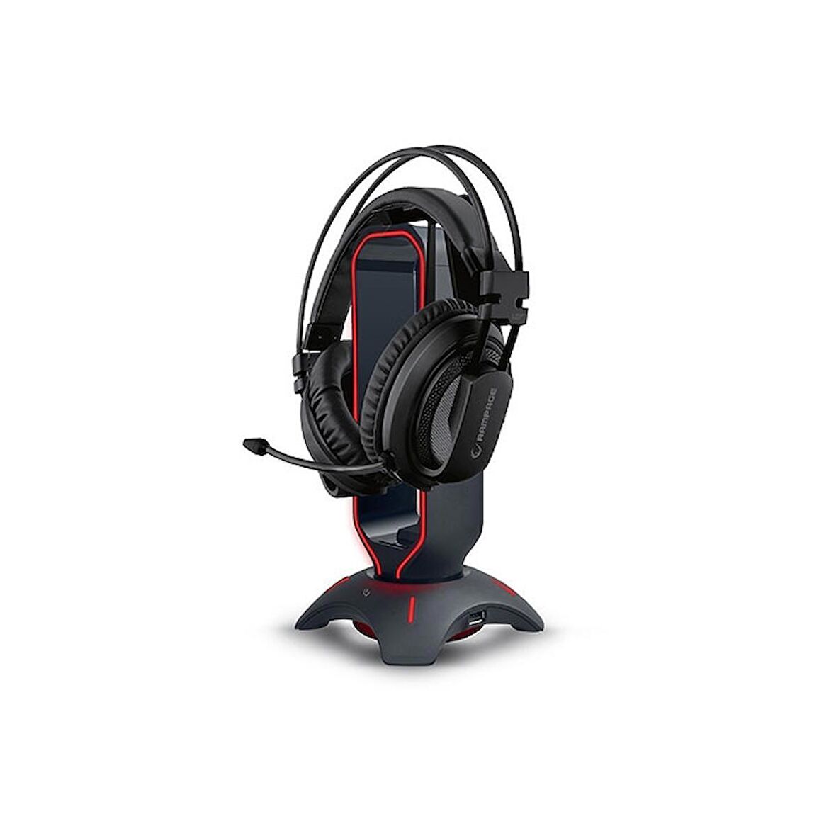 RAMPAGE RM-H66 GUARD Kulaklık İçin Stand RGB Işıklı 2*Usb Port