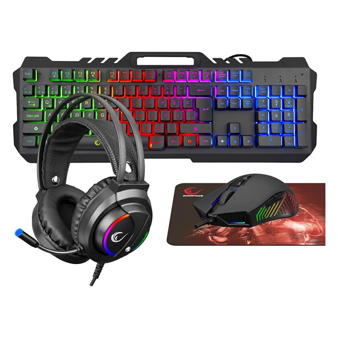 Rampage Fitment Gaming Set ( Klavye Mouse Kulaklık Mousepad )