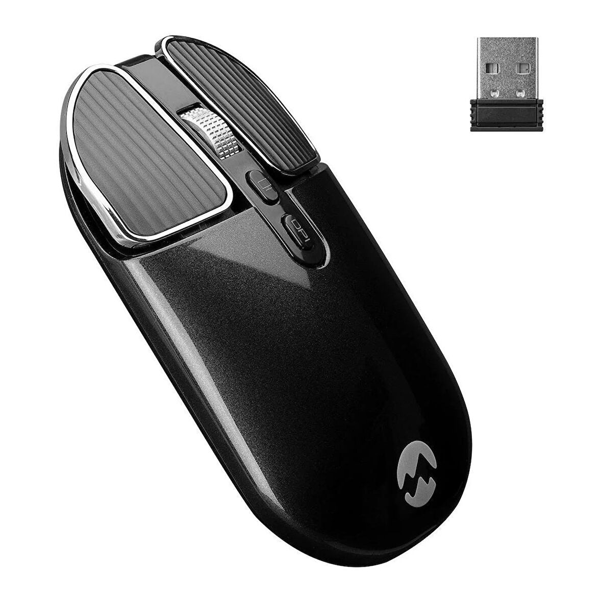 Everest SM-619 Metalik Siyah 1600dpi Süper Sessiz Şarjlı Premium Kablosuz Mouse