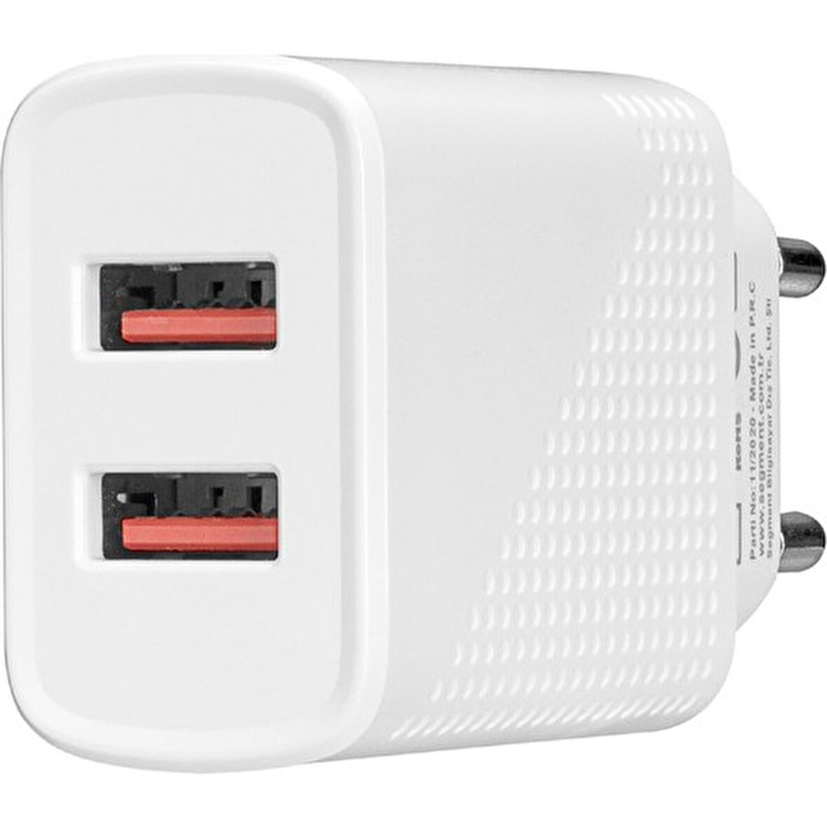 S-Link SL-EC50L 5V 2400MA Apple Lightning Kablolu 2 USB Çıkışlı iPhone Hızlı Şarj Adaptörü - Beyaz (Apple Uyumludur.)