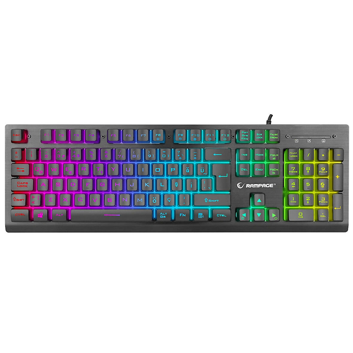 MIRACLE K2 Siyah USB RGB Aydınlatmalı Türkçe Q Klavye Membrane Standart Gaming Oyuncu Klavyesi