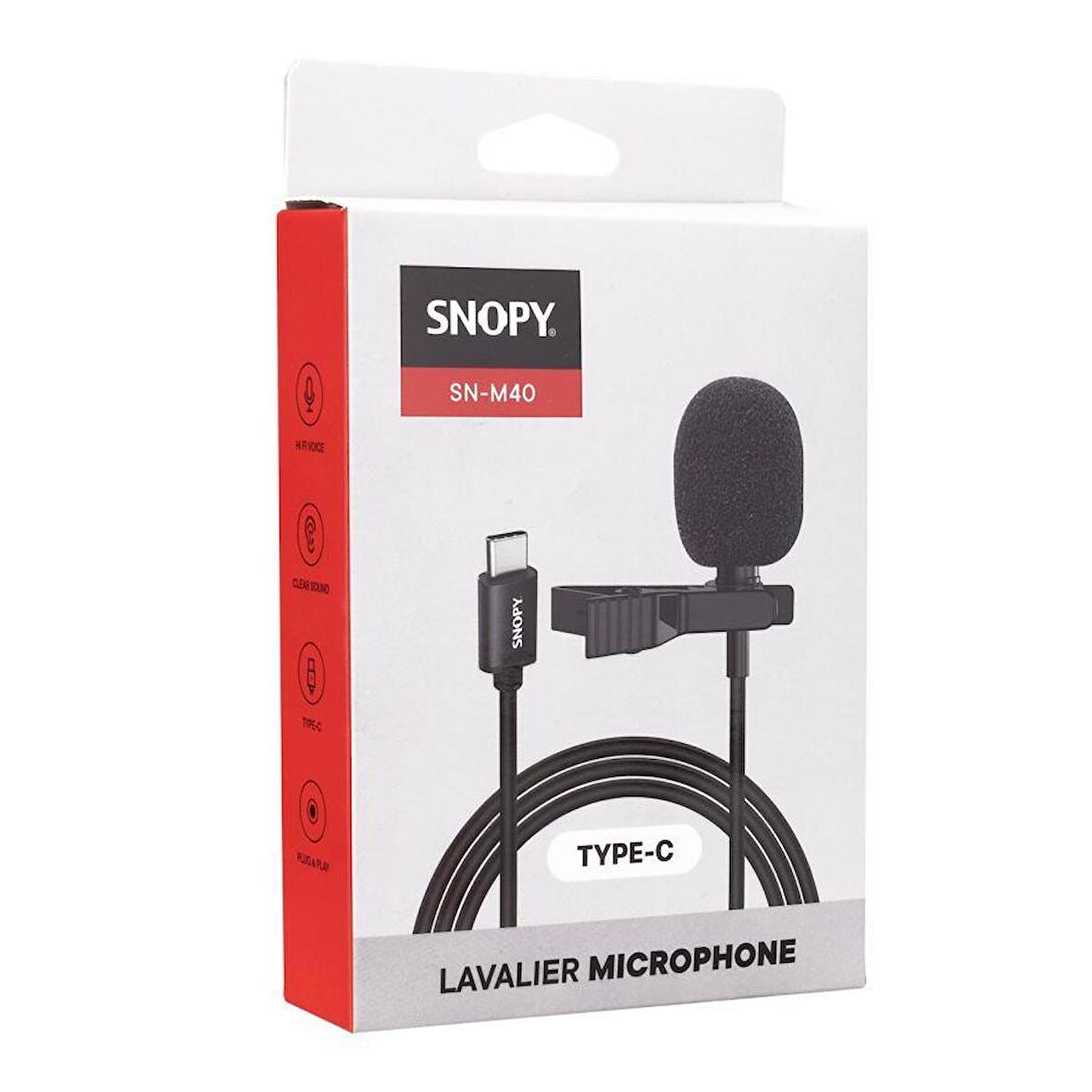 Snopy Sn M40 Siyah Type C Akıllı Telefon Tiktok Yaka Mikrofonu / Snopy