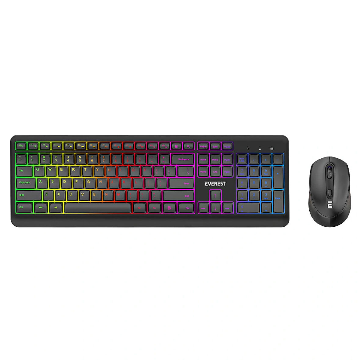 Everest KM-1500 Siyah Kablosuz Rainbow Aydınlatmalı Q Multimedia Klavye + Mouse Set