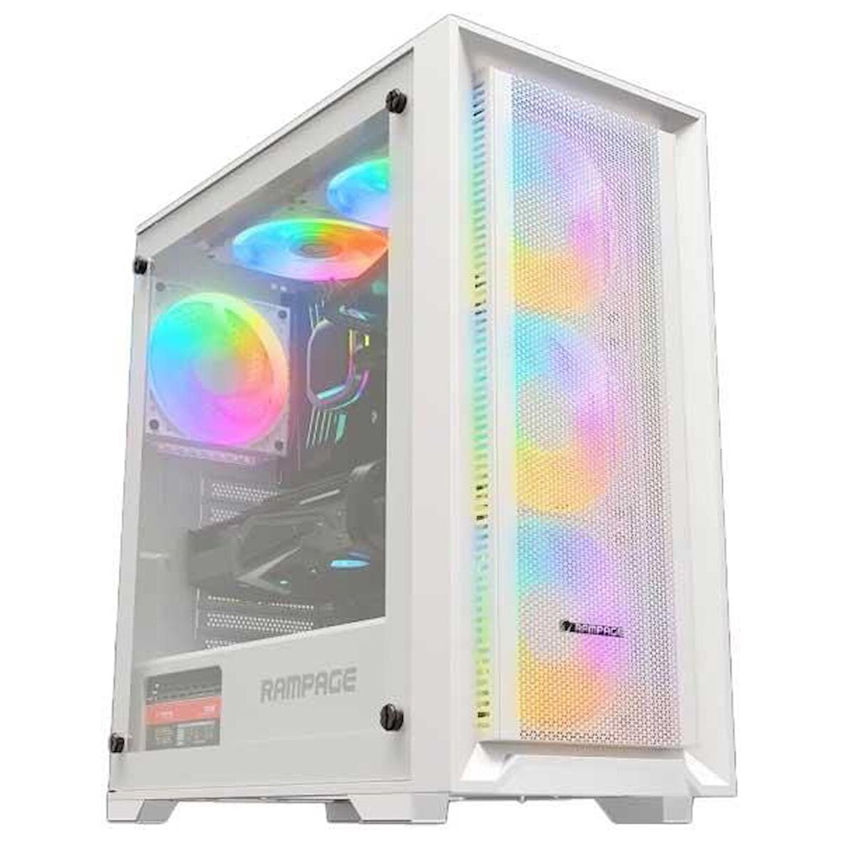 Rampage VOYAGER 750W 80+ BRONZE Beyaz 4*RGB Auto Fan ATX Mid-T Gaming Oyuncu Kasası